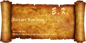Balan Karina névjegykártya